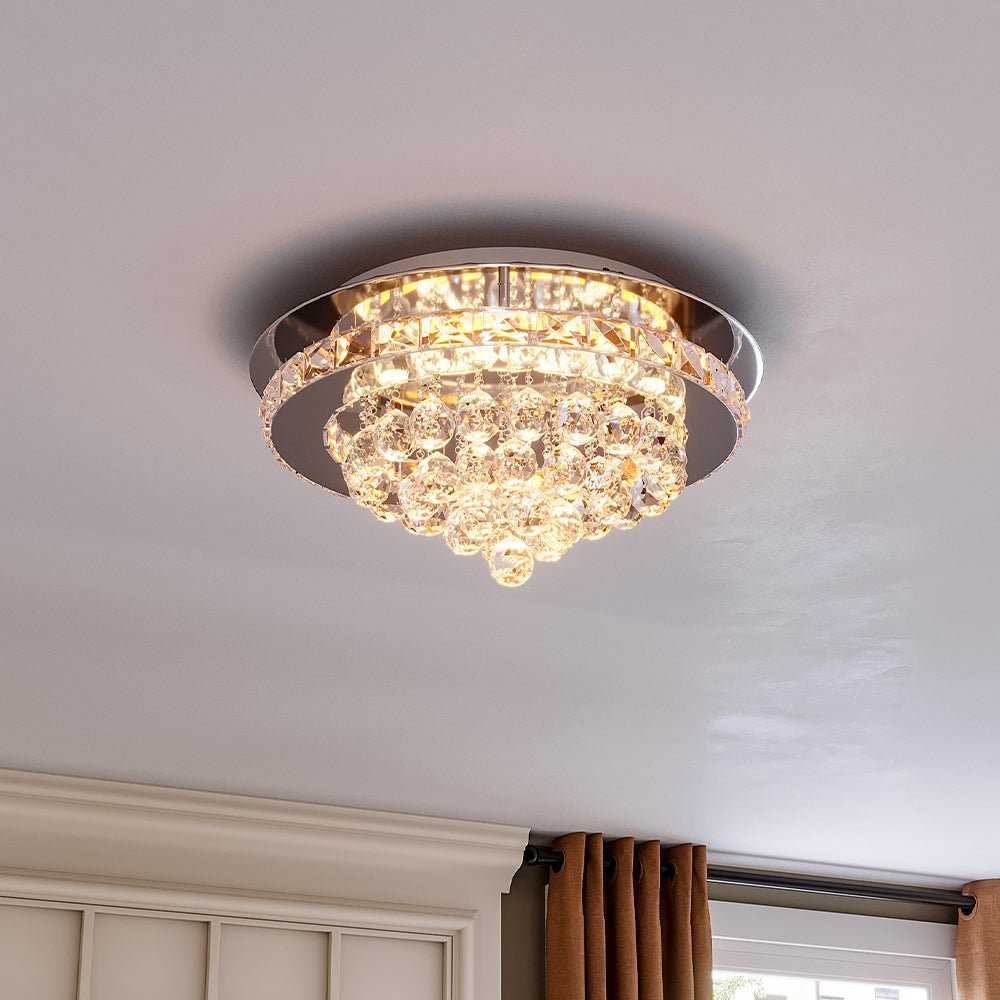 LED Ceiling Light Chandelier Lamp with Crystal Droplets - House Comfort