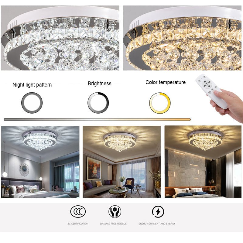 LED Ceiling Light Chandelier Lamp with Crystal Droplets - House Comfort