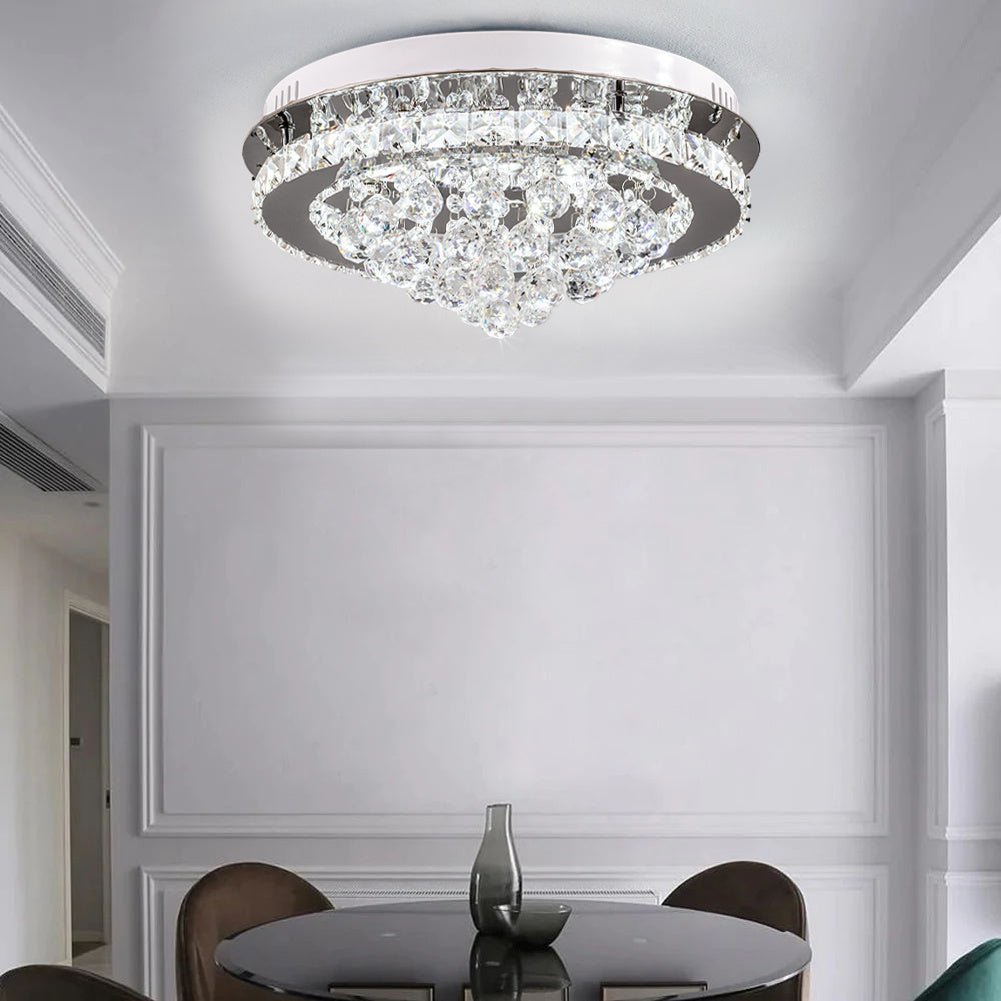 LED Ceiling Light Chandelier Lamp with Crystal Droplets - House Comfort