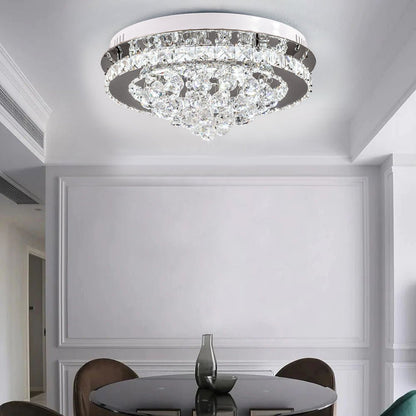 LED Ceiling Light Chandelier Lamp with Crystal Droplets - House Comfort