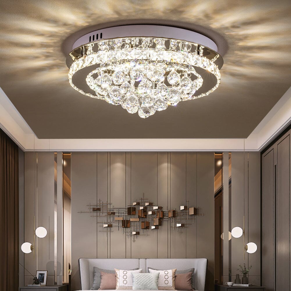 LED Ceiling Light Chandelier Lamp with Crystal Droplets - House Comfort