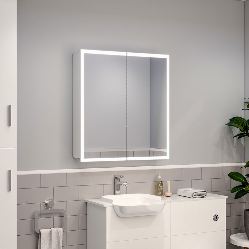LED Double Door Mirror Cabinet Bathroom 650x600 mm - House Comfort