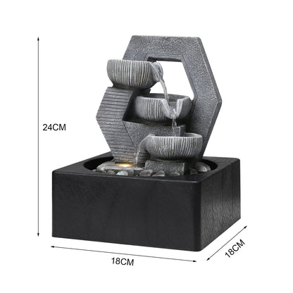 LED Light Cascade Tabletop Fountain Relaxing Water Feature for Relaxation and Meditation Soothing Waterfall Design - House Comfort