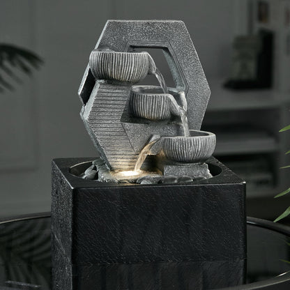 LED Light Cascade Tabletop Fountain Relaxing Water Feature for Relaxation and Meditation Soothing Waterfall Design - House Comfort
