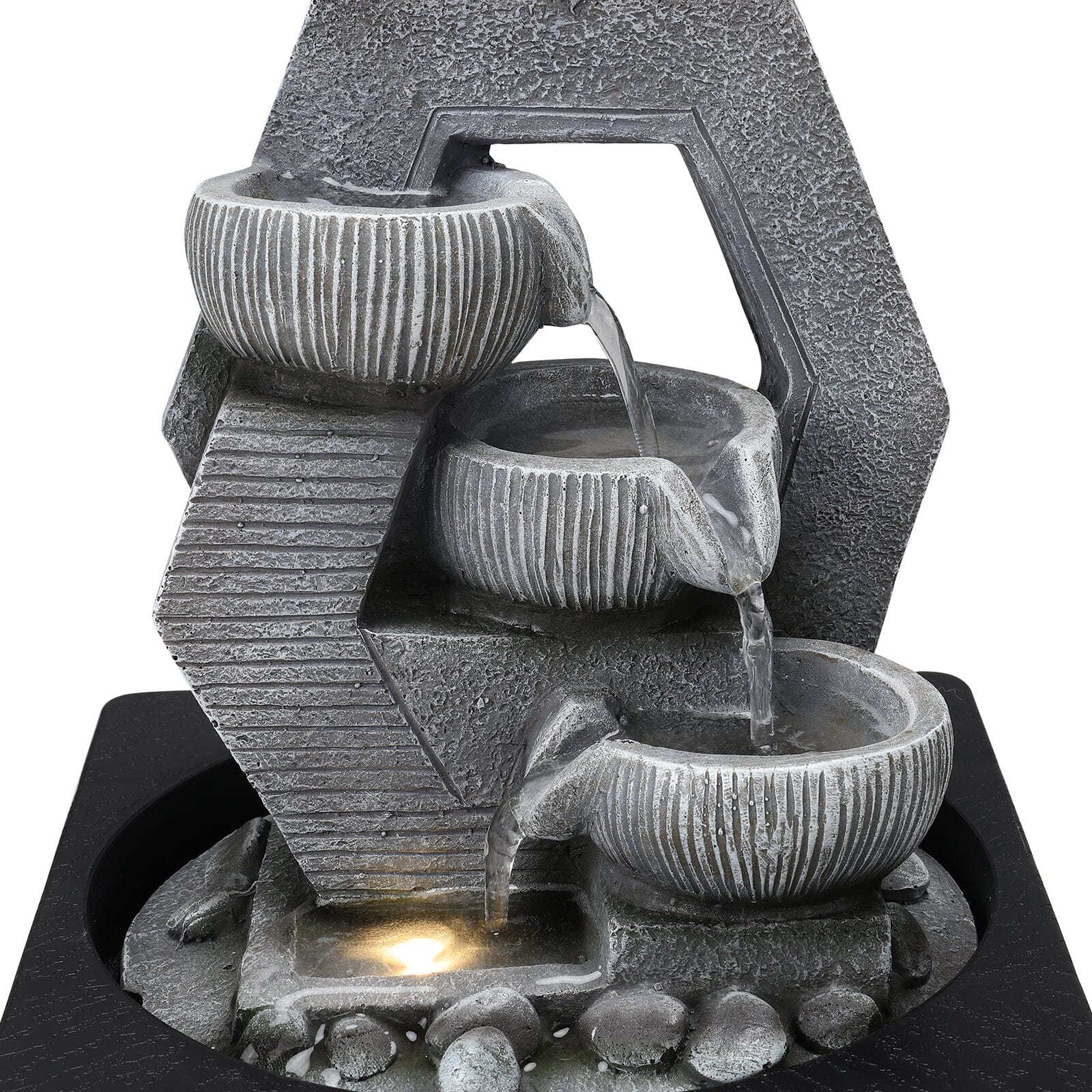 LED Light Cascade Tabletop Fountain Relaxing Water Feature for Relaxation and Meditation Soothing Waterfall Design - House Comfort