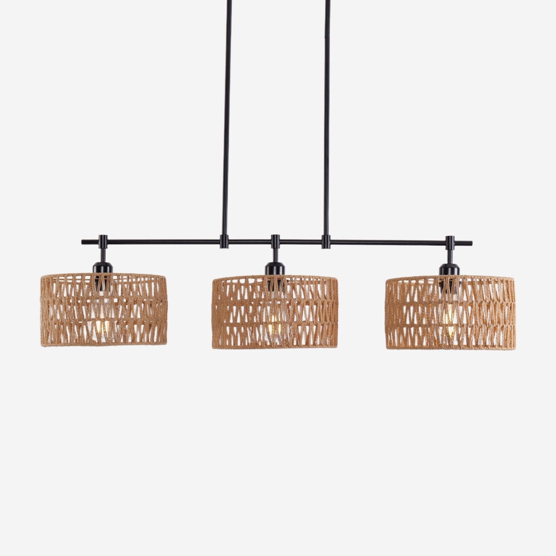 Lightsin 3 - Shade Handwoven Pendant Light – Eco - Friendly Rustic Ceiling Lighting for Kitchen Islands & Dining Areas - House Comfort