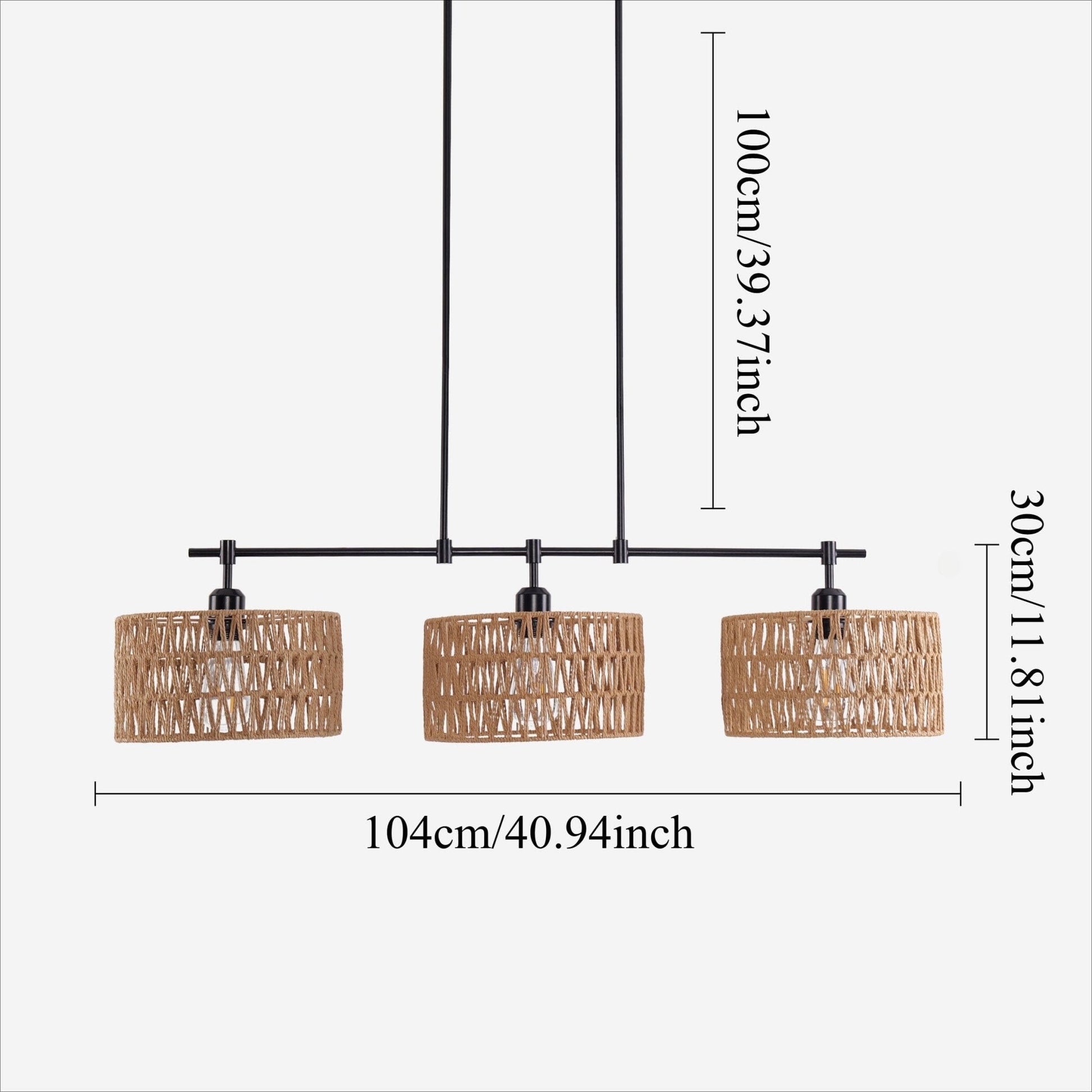 Lightsin 3 - Shade Handwoven Pendant Light – Eco - Friendly Rustic Ceiling Lighting for Kitchen Islands & Dining Areas - House Comfort