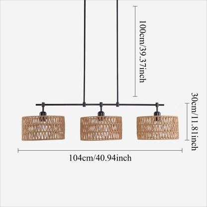 Lightsin 3 - Shade Handwoven Pendant Light – Eco - Friendly Rustic Ceiling Lighting for Kitchen Islands & Dining Areas - House Comfort