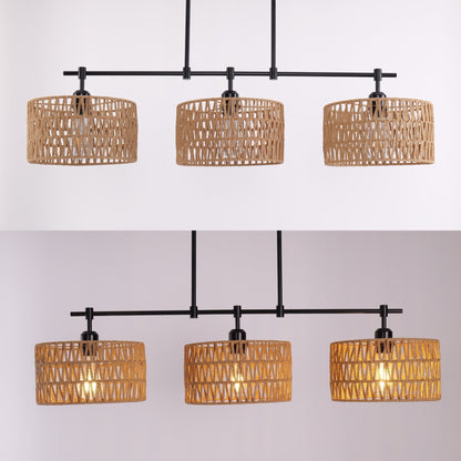 Lightsin 3 - Shade Handwoven Pendant Light – Eco - Friendly Rustic Ceiling Lighting for Kitchen Islands & Dining Areas - House Comfort