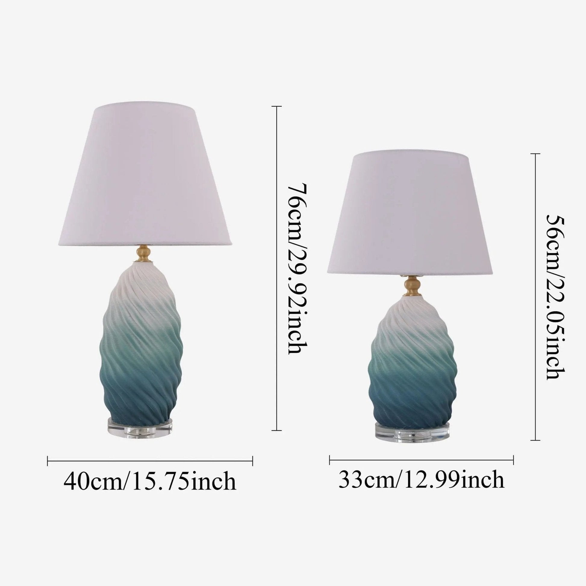 Lightsin 3D Blue Green White Gradient Threaded Ceramic Table Lamp with Fabric Shade - House Comfort