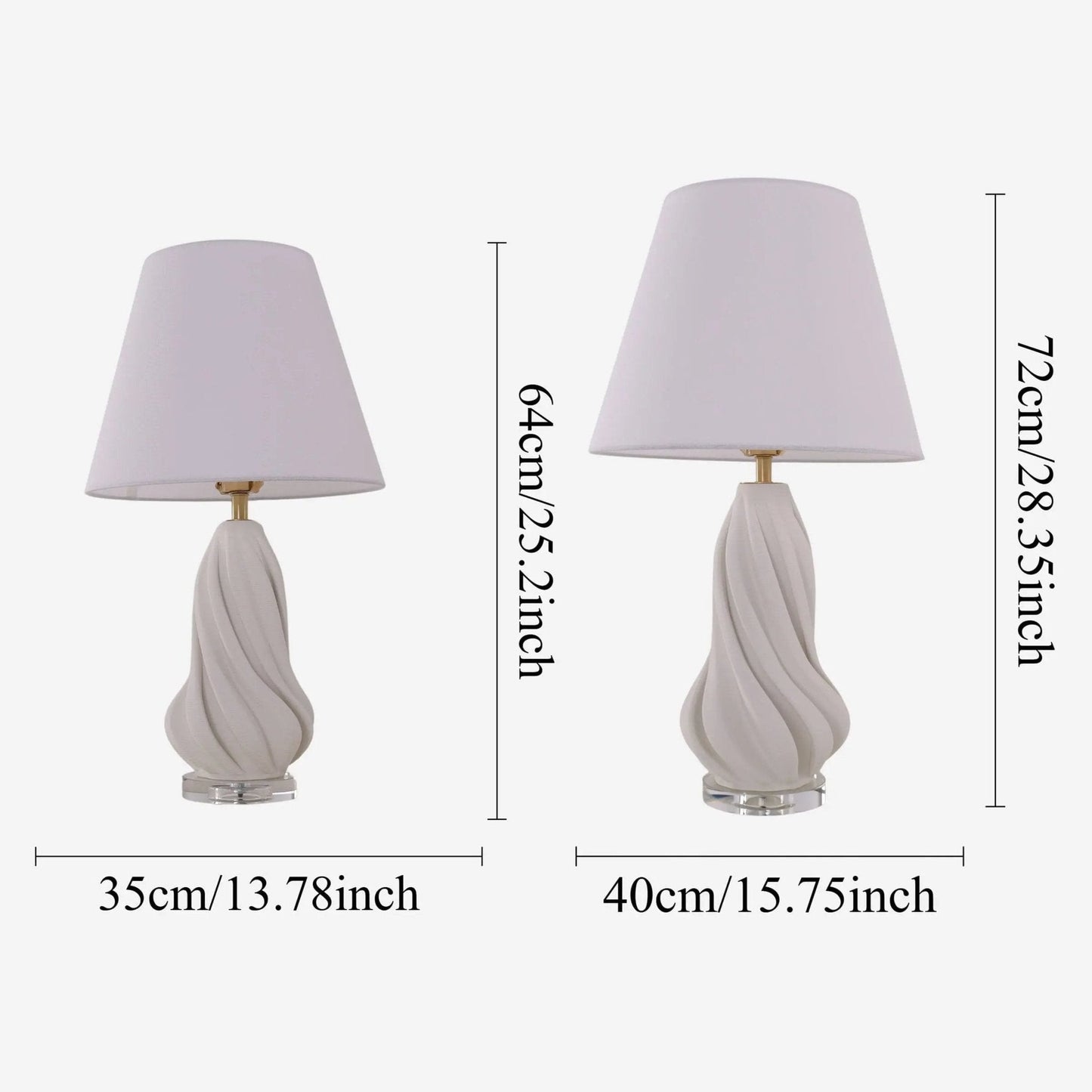 Lightsin 3D Pure White Ceramic Spiral Vase Table Lamp with Fabric Shade - House Comfort