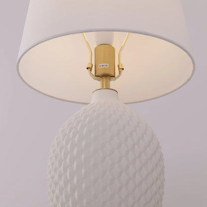 Lightsin 3D Pure White Diamond Embossed Relief Pattern Ceramic Table Lamp - House Comfort