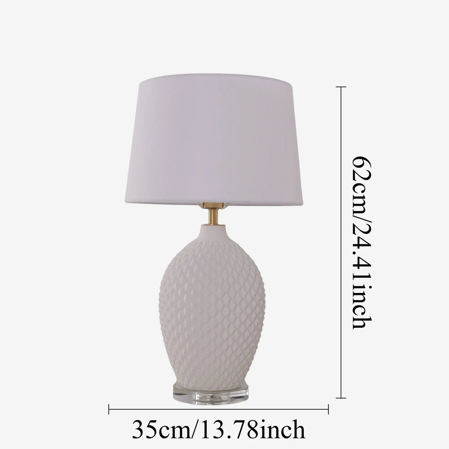 Lightsin 3D Pure White Diamond Embossed Relief Pattern Ceramic Table Lamp - House Comfort