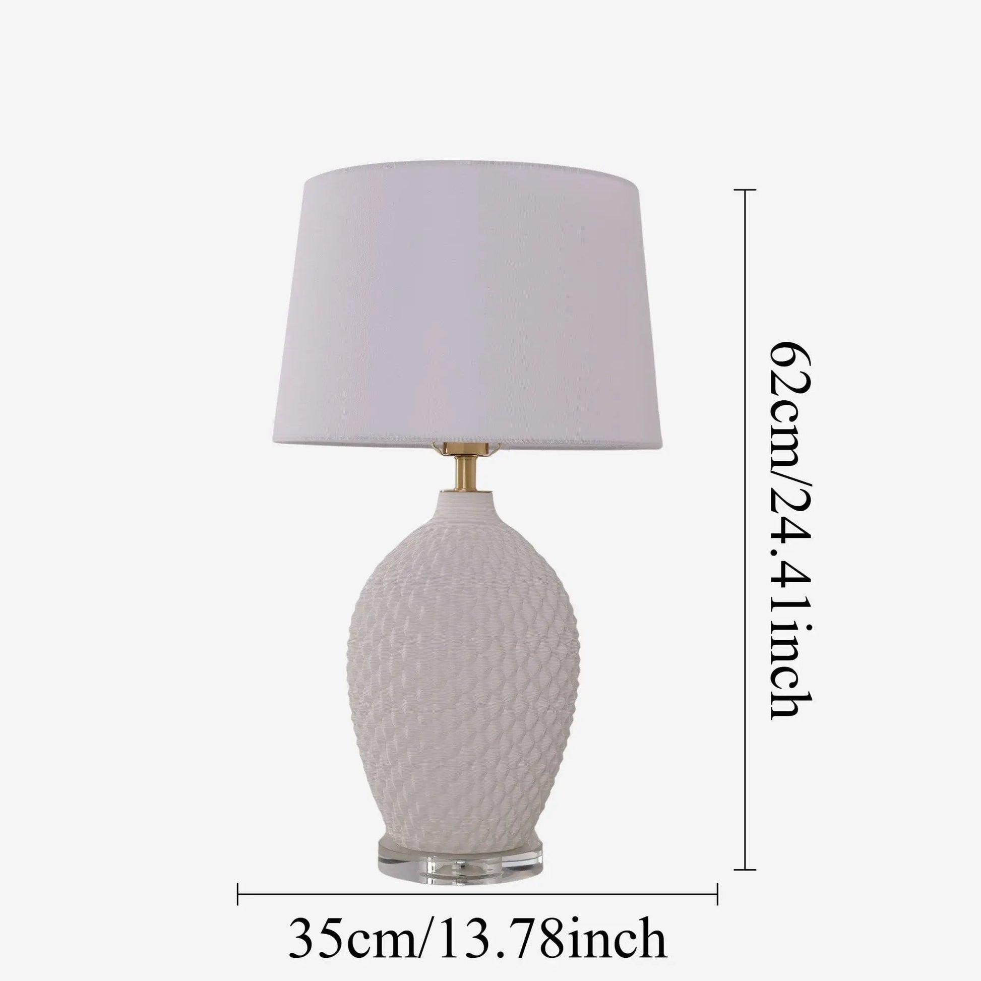 Lightsin 3D Pure White Diamond Embossed Relief Pattern Ceramic Table Lamp - House Comfort