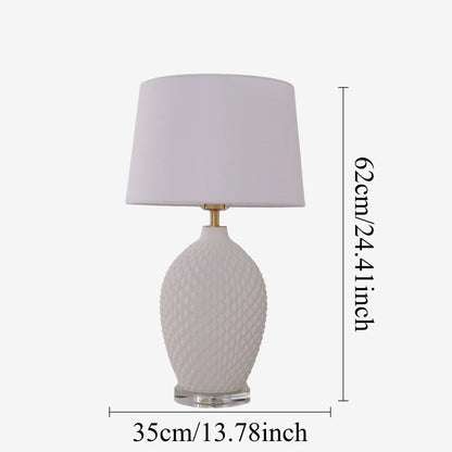 Lightsin 3D Pure White Diamond Embossed Relief Pattern Ceramic Table Lamp - House Comfort