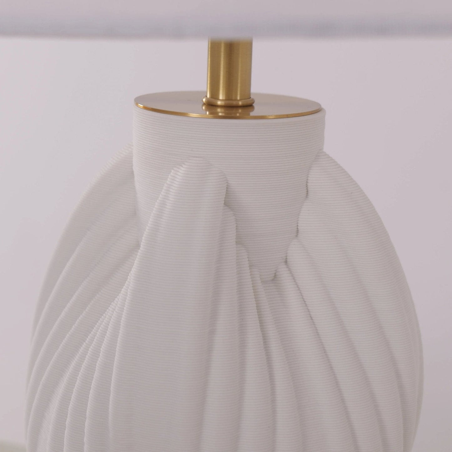 Lightsin 3D Pure White Pod Threaded Ceramic Table Lamp with Fabric Shade - House Comfort