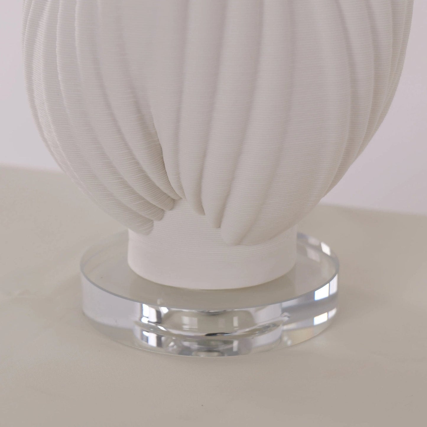 Lightsin 3D Pure White Pod Threaded Ceramic Table Lamp with Fabric Shade - House Comfort