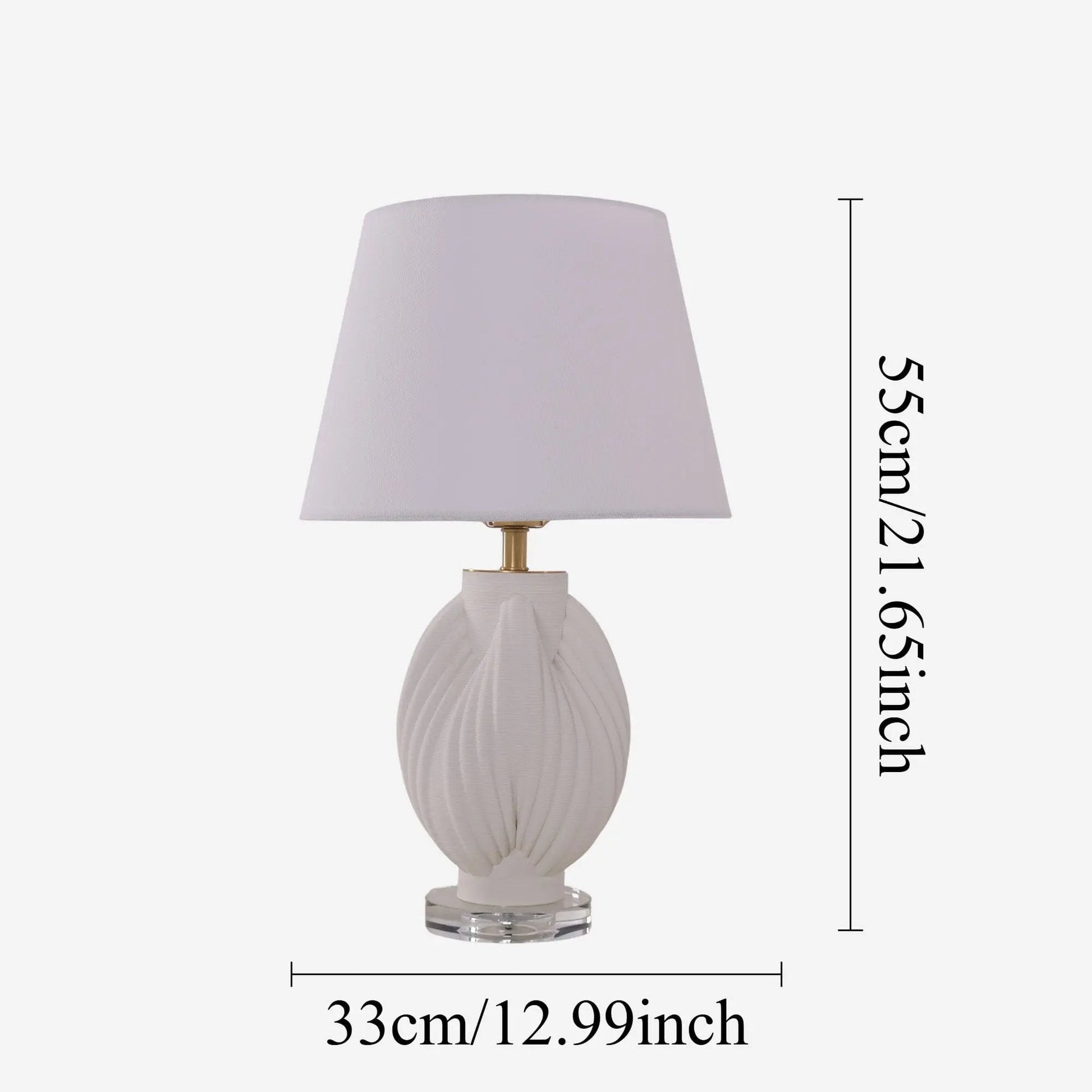 Lightsin 3D Pure White Pod Threaded Ceramic Table Lamp with Fabric Shade - House Comfort
