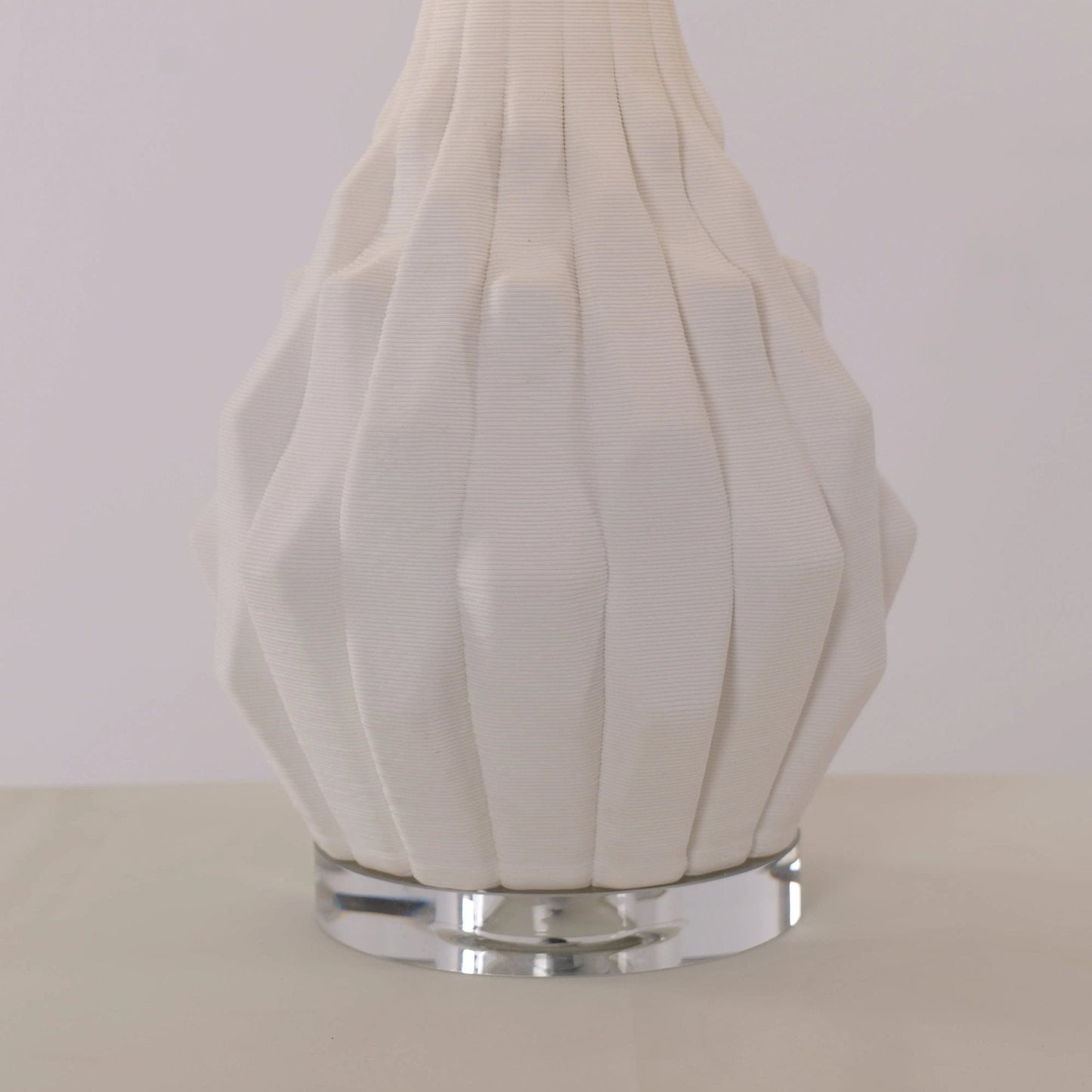 Lightsin 3D Pure White Polygonal Textured Ceramic Table Lamp with Fabric Shade - House Comfort