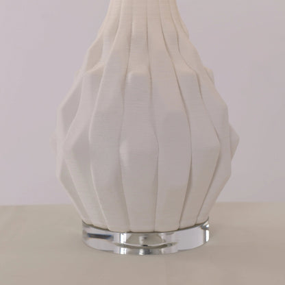 Lightsin 3D Pure White Polygonal Textured Ceramic Table Lamp with Fabric Shade - House Comfort