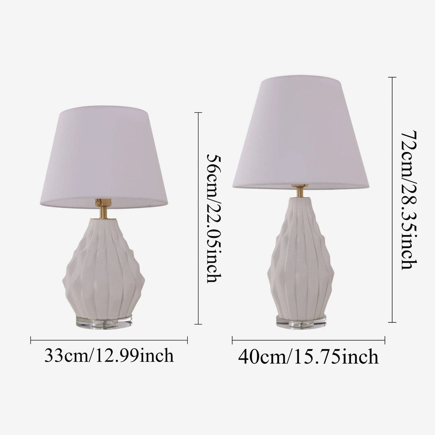 Lightsin 3D Pure White Polygonal Textured Ceramic Table Lamp with Fabric Shade - House Comfort
