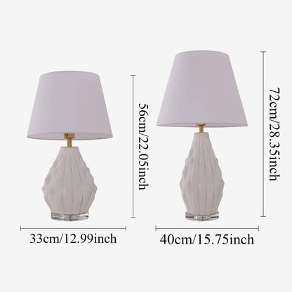 Lightsin 3D Pure White Polygonal Textured Ceramic Table Lamp with Fabric Shade - House Comfort