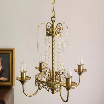 Lightsin 4 - Lights Candle Shape Pendant Light Fixtures with Transparent Crystal - House Comfort