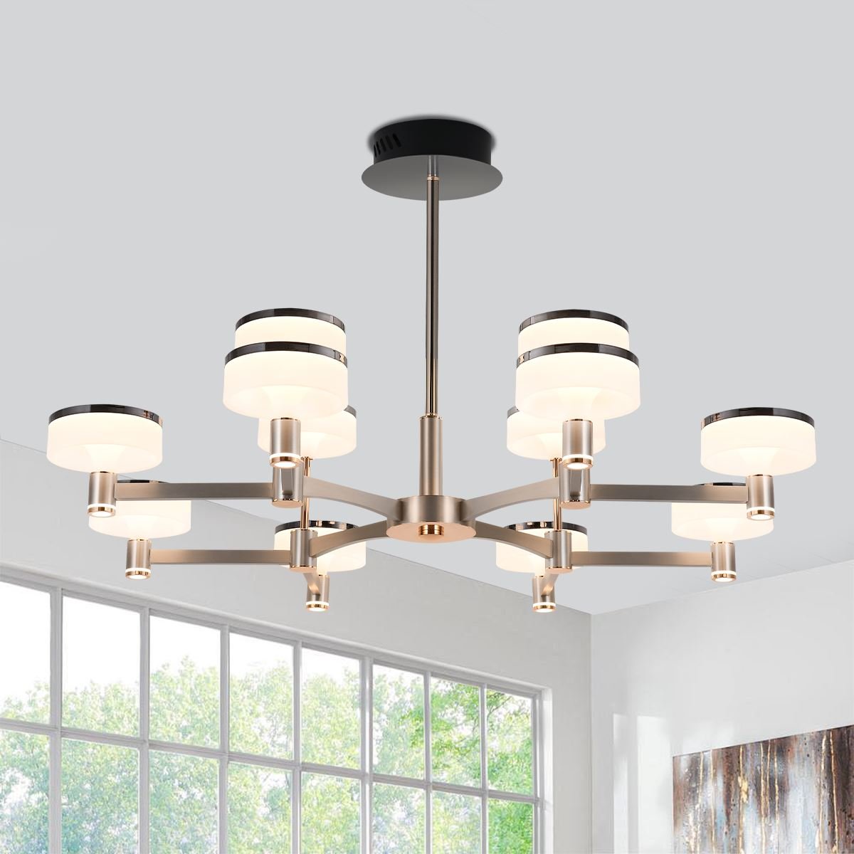 Lightsin Aluminum Acrylic Chandelier with Three - Color Changing - House Comfort