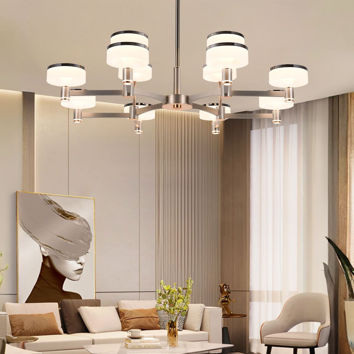 Lightsin Aluminum Acrylic Chandelier with Three - Color Changing - House Comfort