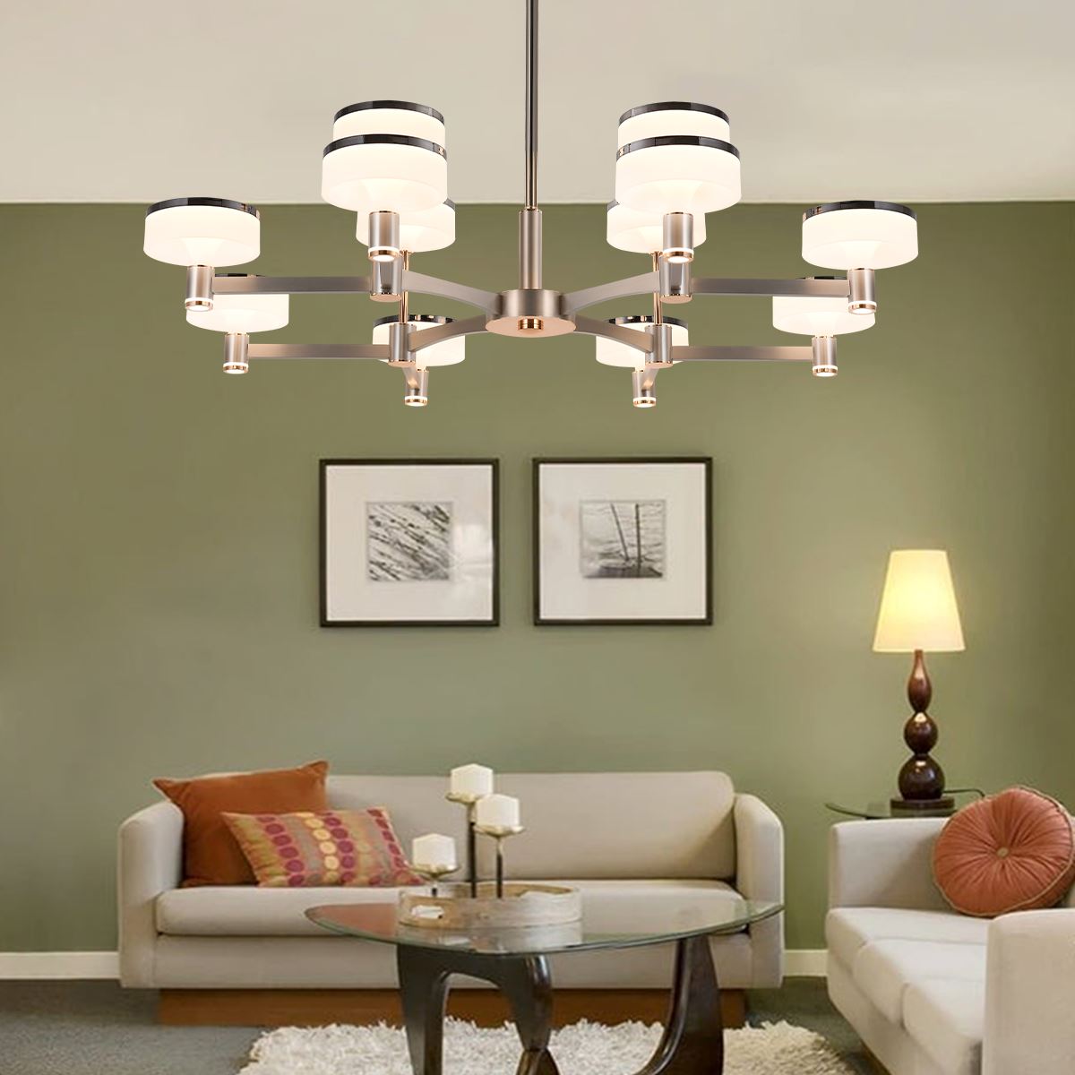 Lightsin Aluminum Acrylic Chandelier with Three - Color Changing - House Comfort