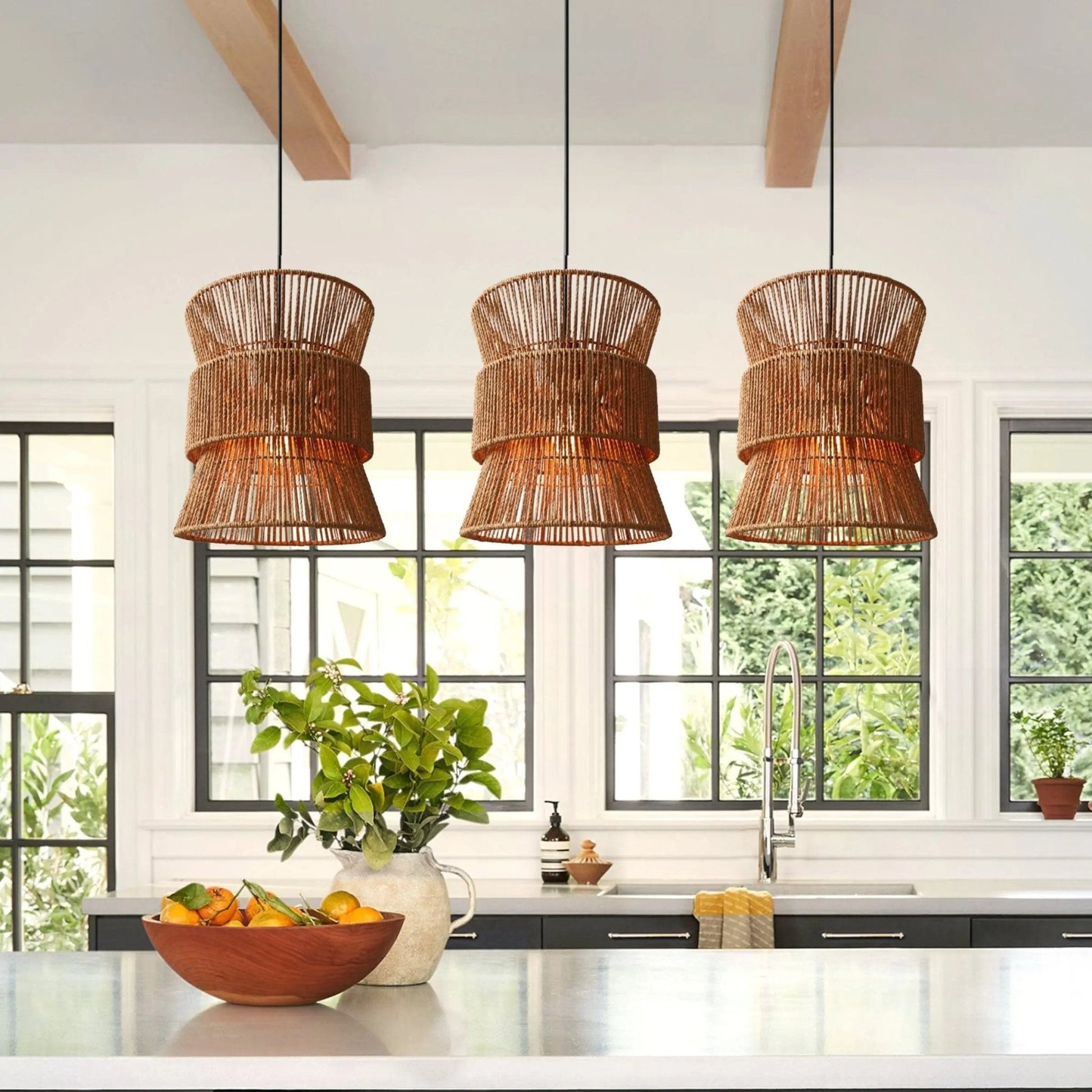 Lightsin Artisanal Handwoven Eco - Friendly Circular Pendant Light - House Comfort