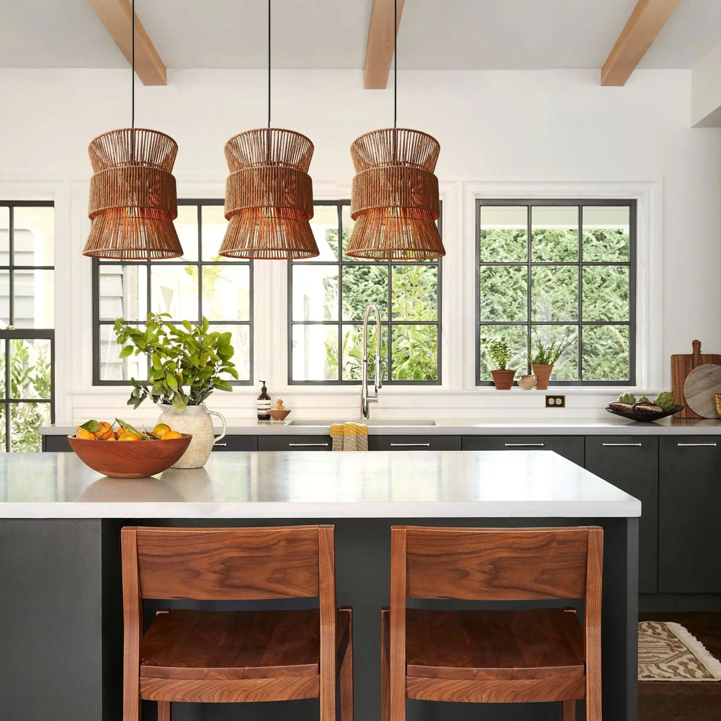 Lightsin Artisanal Handwoven Eco - Friendly Circular Pendant Light - House Comfort