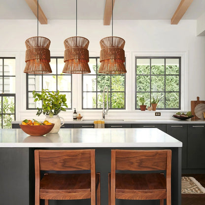 Lightsin Artisanal Handwoven Eco - Friendly Circular Pendant Light - House Comfort