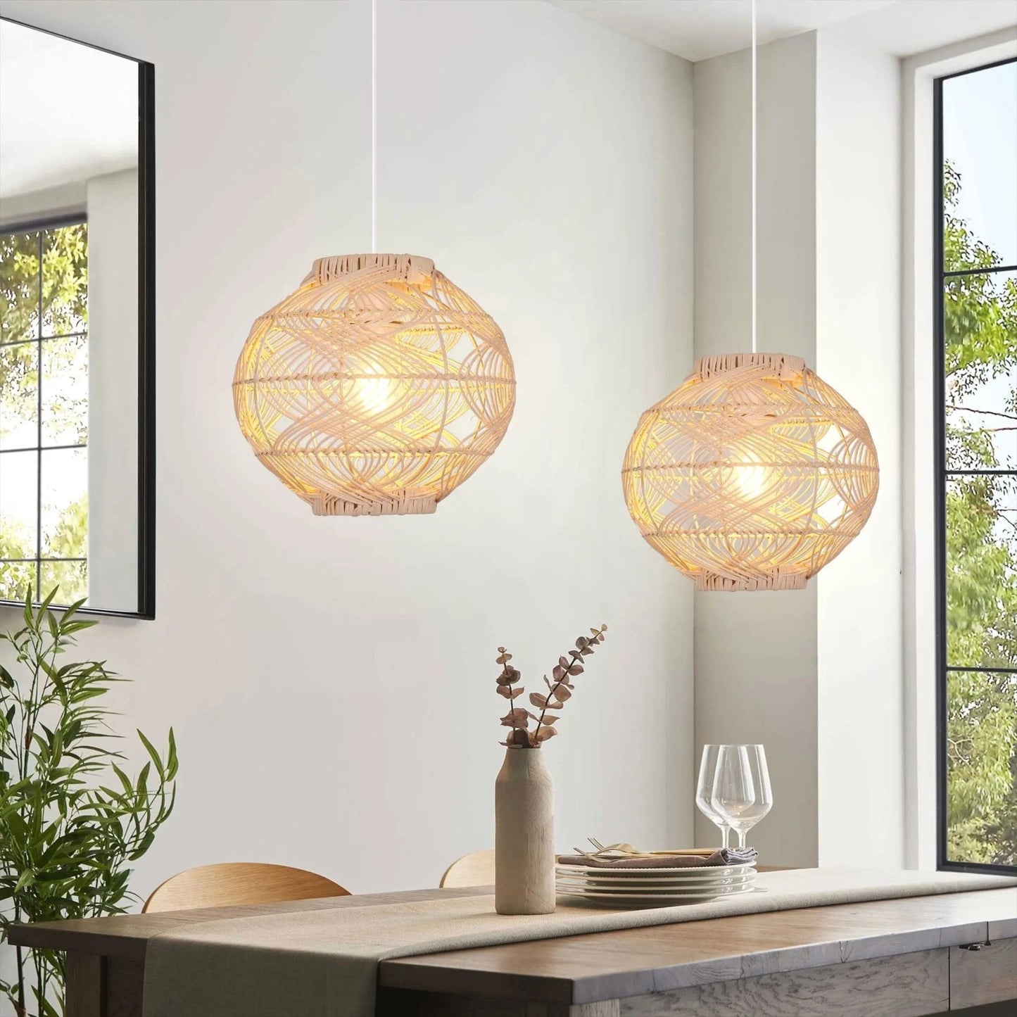 Lightsin Artisanal Rattan Pendant Light for Warm Interiors - House Comfort