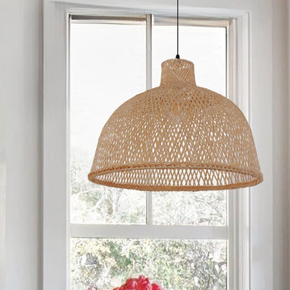 Lightsin Bamboo Dome Pendant Light – Handwoven Ceiling Lighting for Living Room & Kitchen - House Comfort