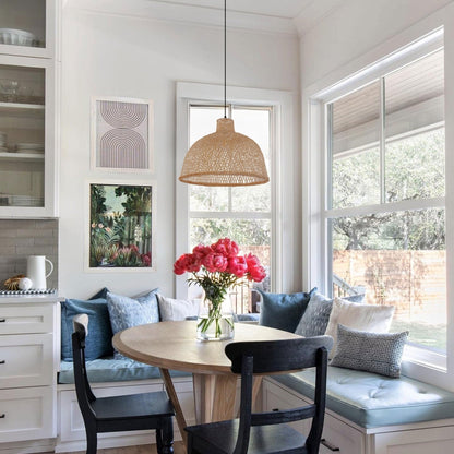 Lightsin Bamboo Dome Pendant Light – Handwoven Ceiling Lighting for Living Room & Kitchen - House Comfort