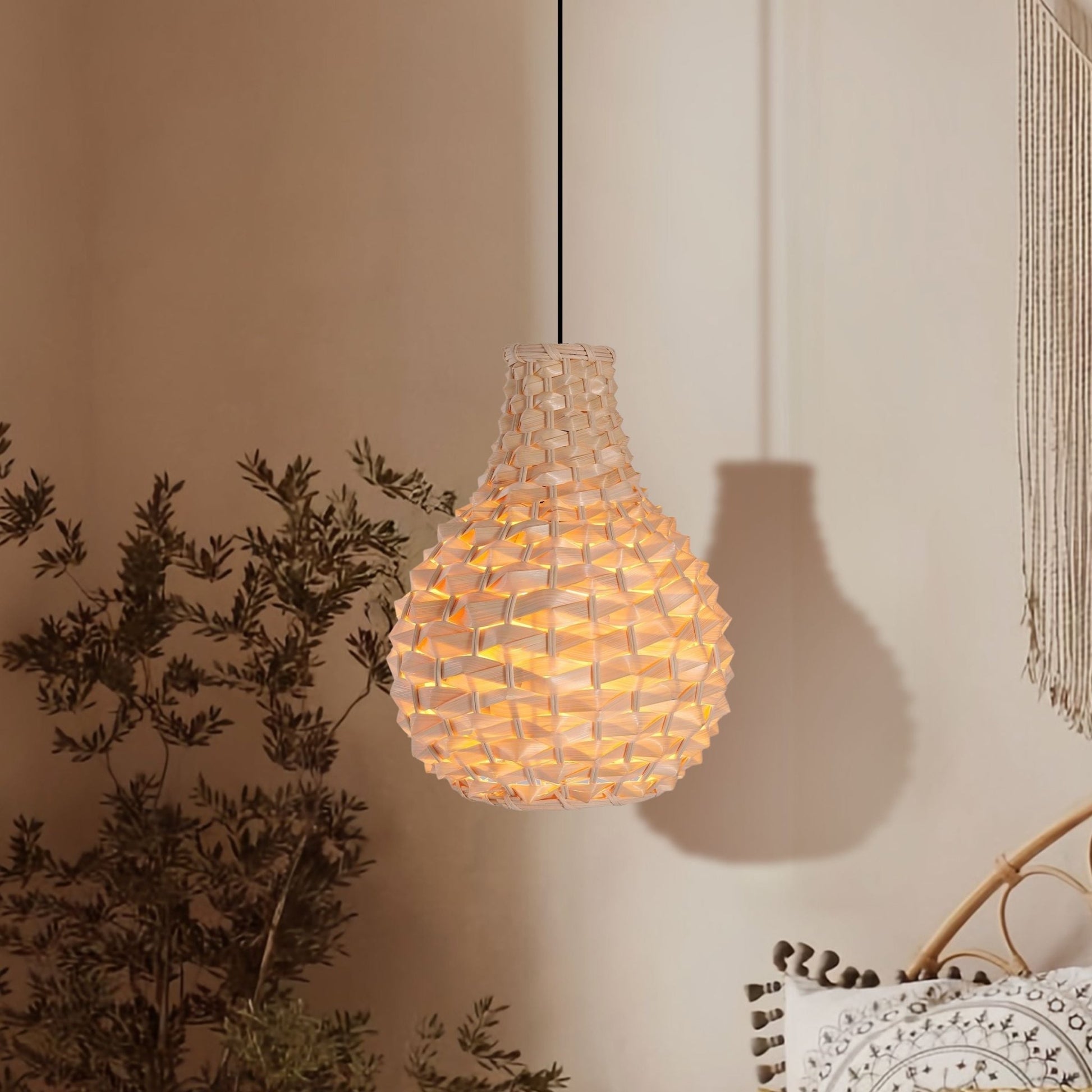 Lightsin Bamboo Hand - Weaving Pendant Light Natural Art Lighting Fixture - House Comfort