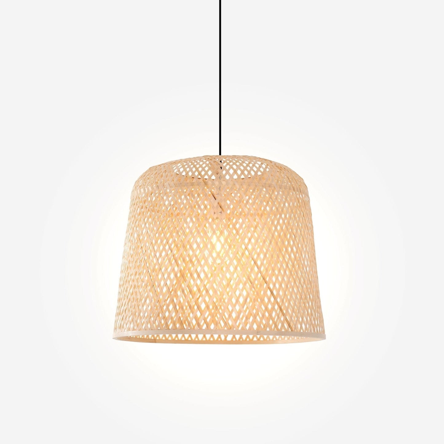 Lightsin Bamboo Pendant Light – Handwoven Cylindrical Ceiling Light with Cross - Weave Shade for Kitchen, Bedroom & Living Room - House Comfort