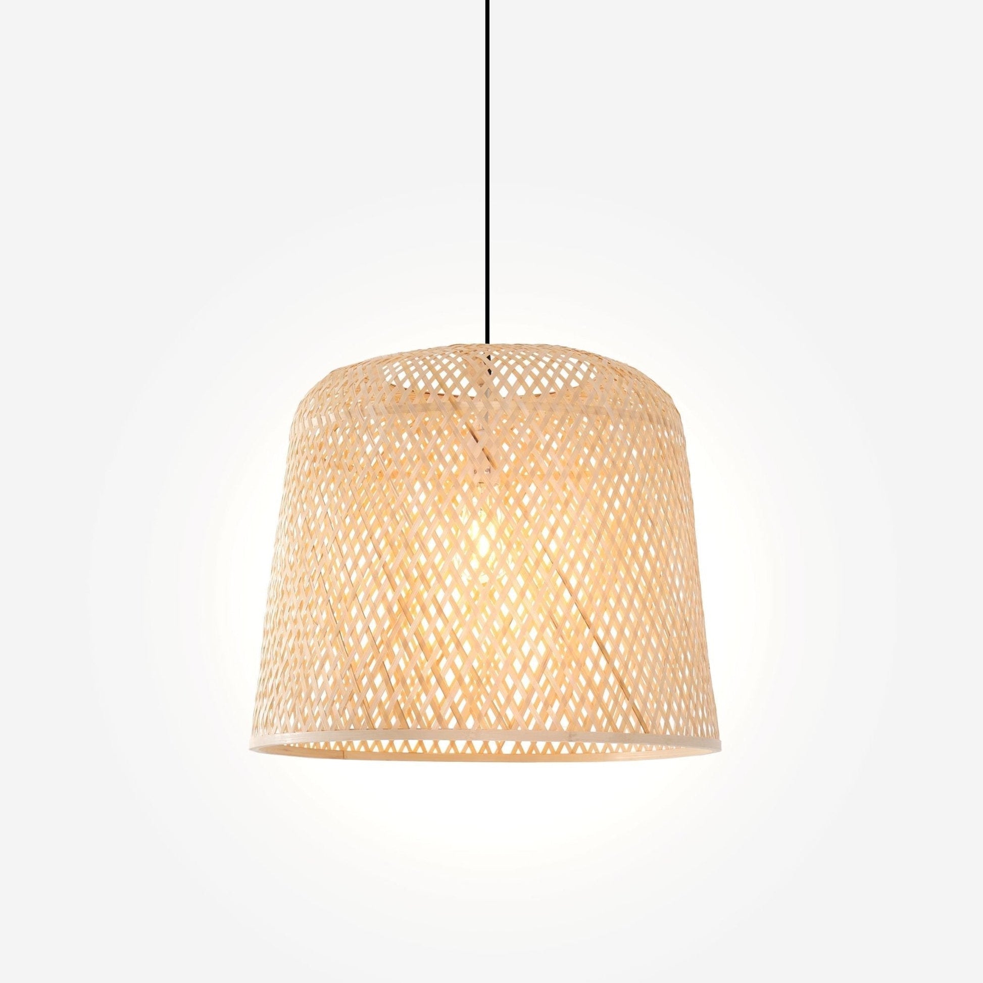 Lightsin Bamboo Pendant Light – Handwoven Cylindrical Ceiling Light with Cross - Weave Shade for Kitchen, Bedroom & Living Room - House Comfort
