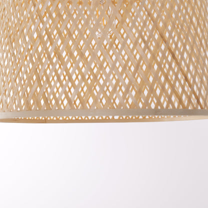 Lightsin Bamboo Pendant Light – Handwoven Cylindrical Ceiling Light with Cross - Weave Shade for Kitchen, Bedroom & Living Room - House Comfort
