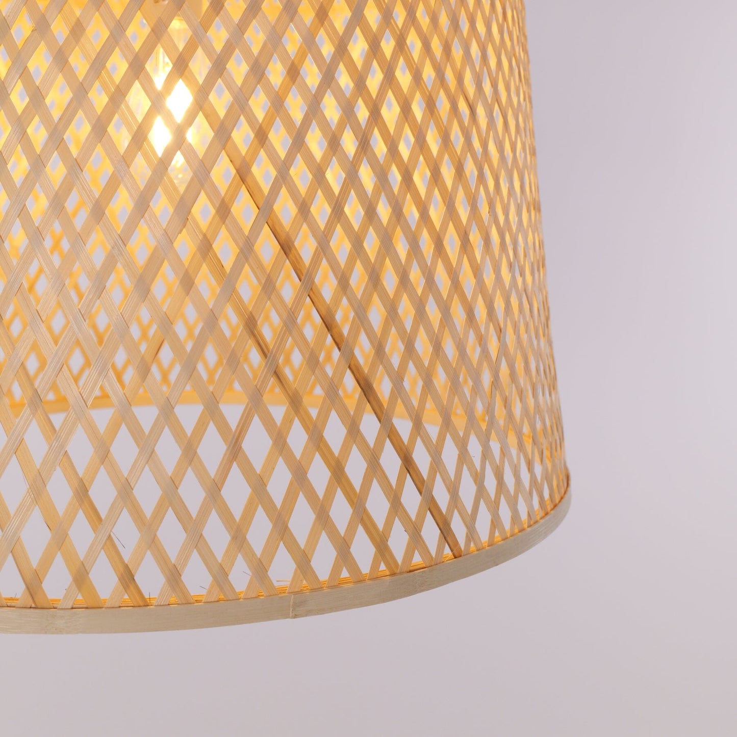 Lightsin Bamboo Pendant Light – Handwoven Cylindrical Ceiling Light with Cross - Weave Shade for Kitchen, Bedroom & Living Room - House Comfort