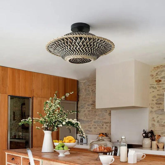 Lightsin Bamboo Radiance Handwoven LED Ceiling Light - House Comfort