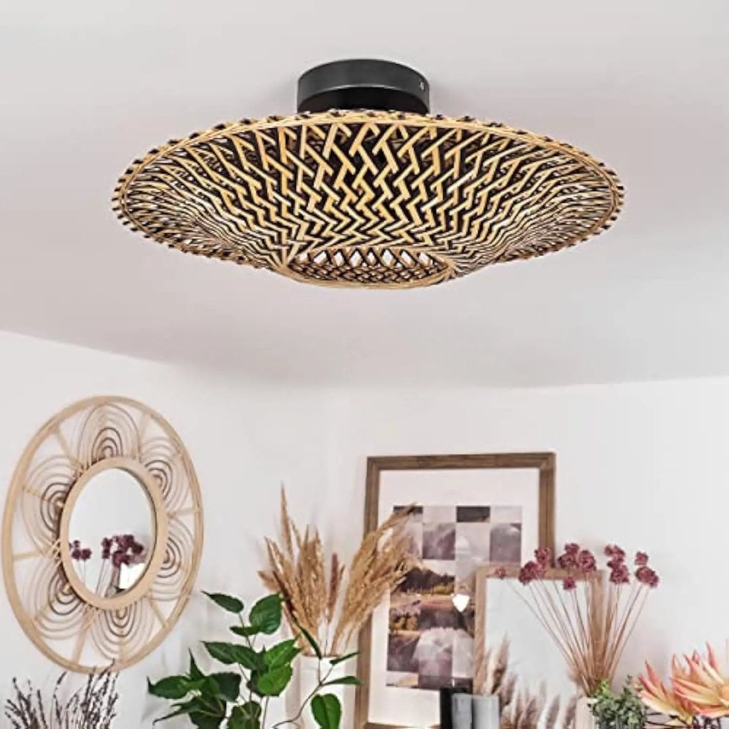 Lightsin Bamboo Radiance Handwoven LED Ceiling Light - House Comfort