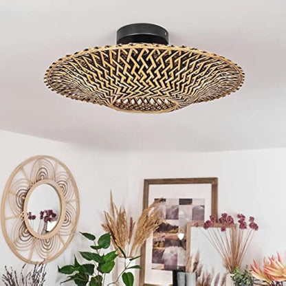 Lightsin Bamboo Radiance Handwoven LED Ceiling Light - House Comfort