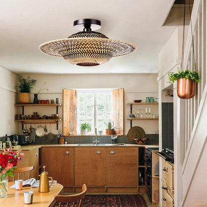 Lightsin Bamboo Radiance Handwoven LED Ceiling Light - House Comfort