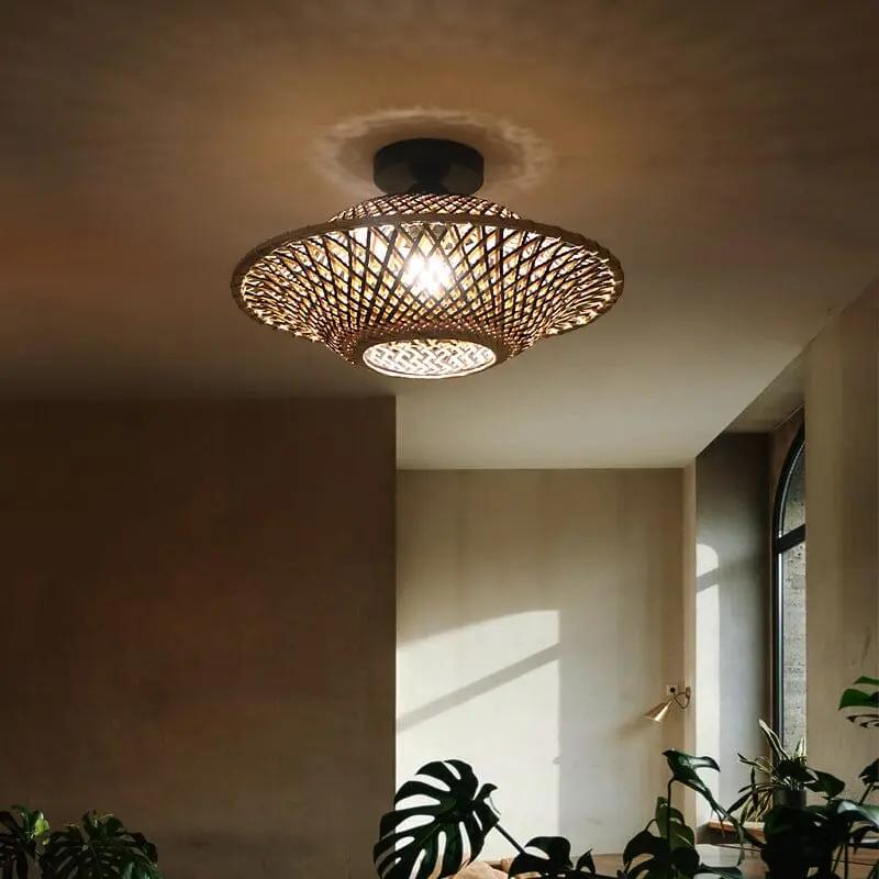 Lightsin Bamboo Radiance Handwoven LED Ceiling Light - House Comfort