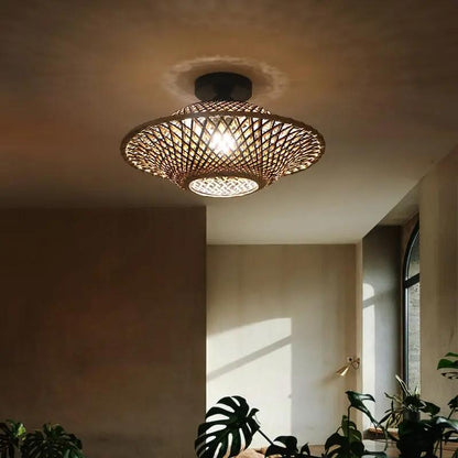 Lightsin Bamboo Radiance Handwoven LED Ceiling Light - House Comfort