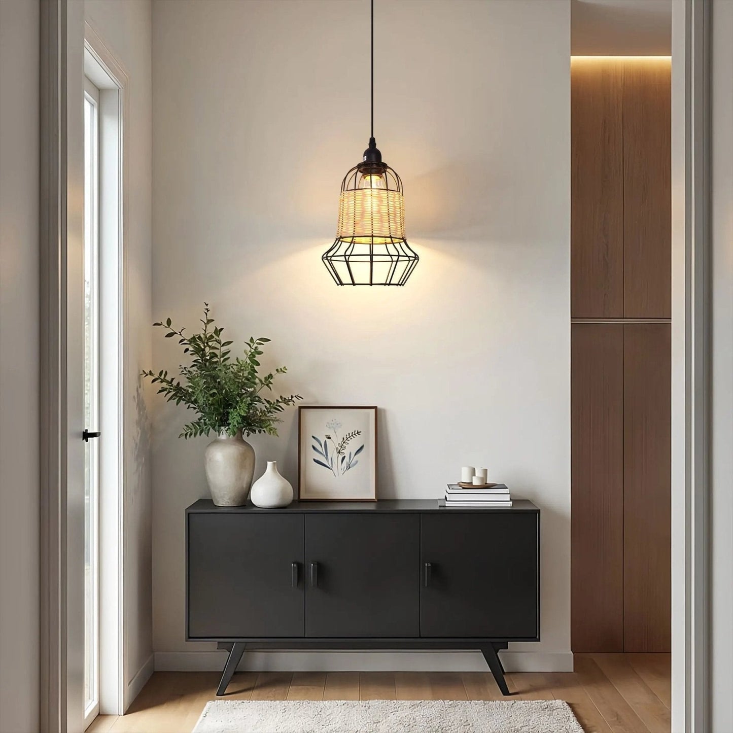 Lightsin Basket - Inspired Bar Pendant Light Natural Rattan Pendant Lighting - House Comfort