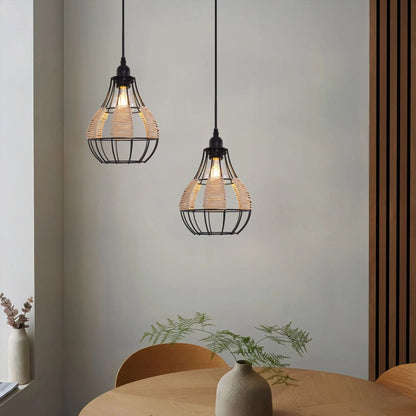 Lightsin Basketweave Rattan Pendant Light for Cozy Earthy Elegance - House Comfort