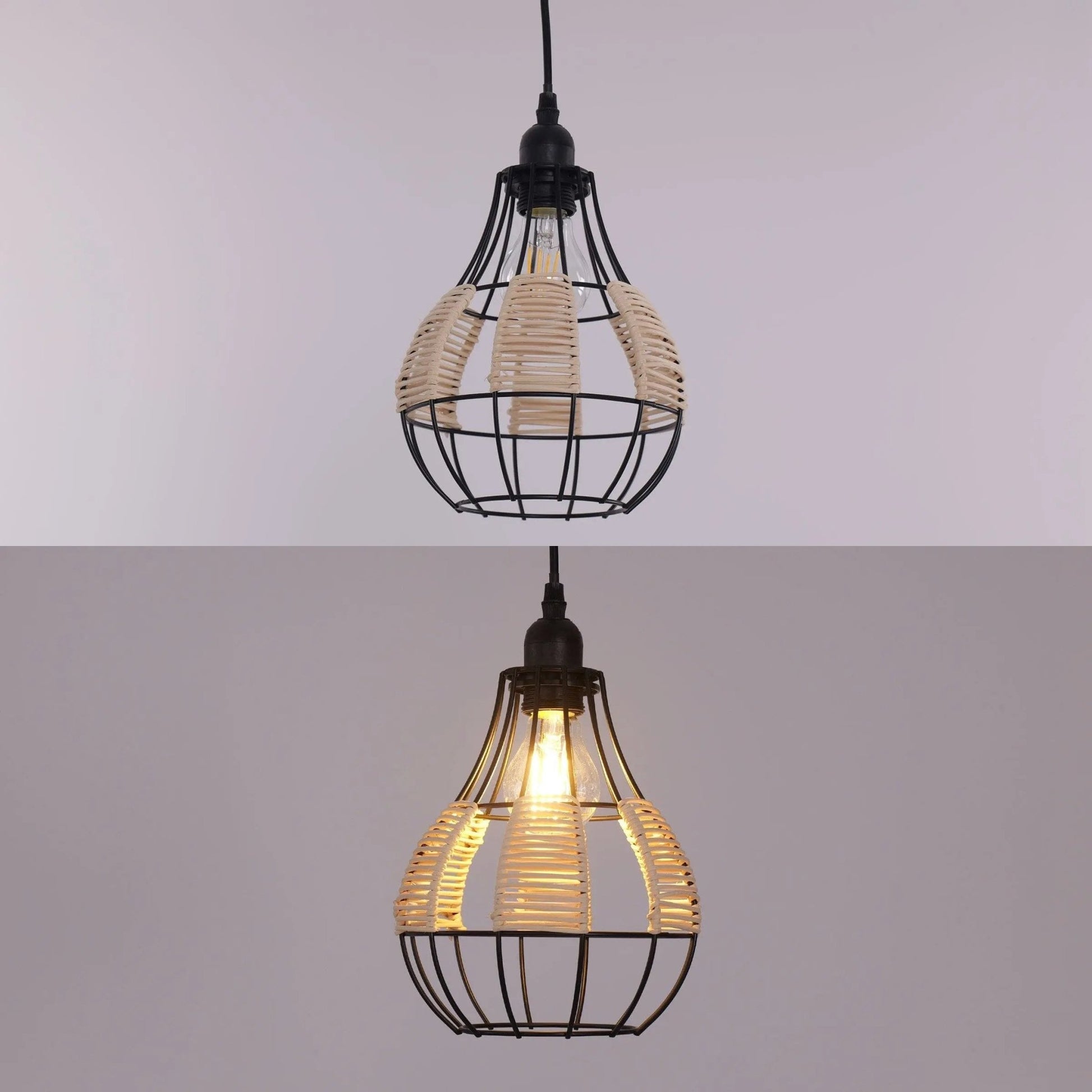 Lightsin Basketweave Rattan Pendant Light for Cozy Earthy Elegance - House Comfort